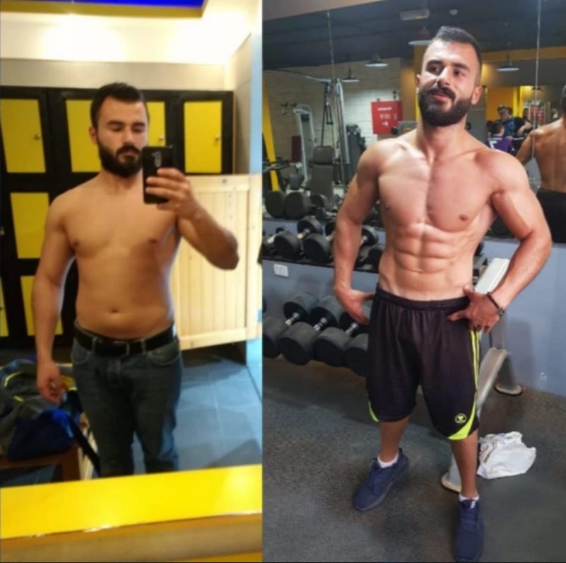 Client before and after, from soft to visibly defined