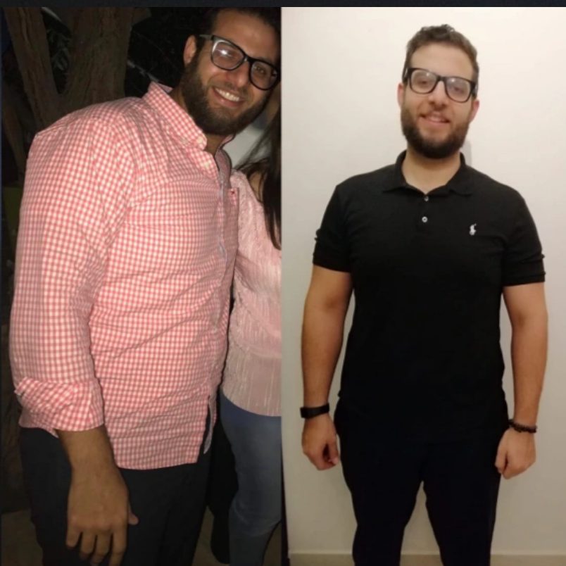 Client before and after, slimmer and more confident