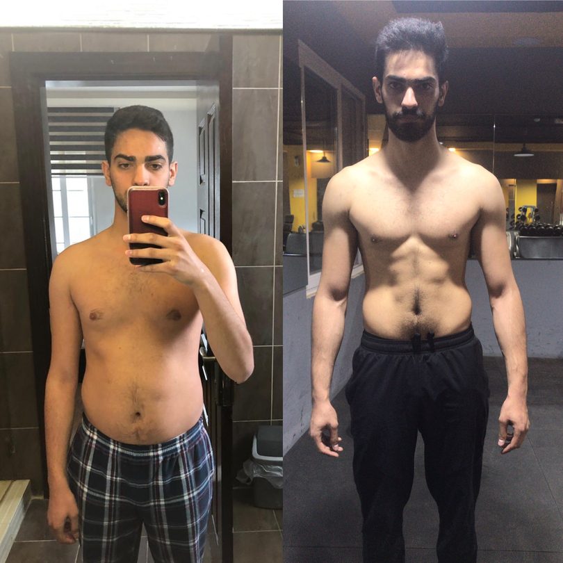 Client before and after, from soft to lean and defined
